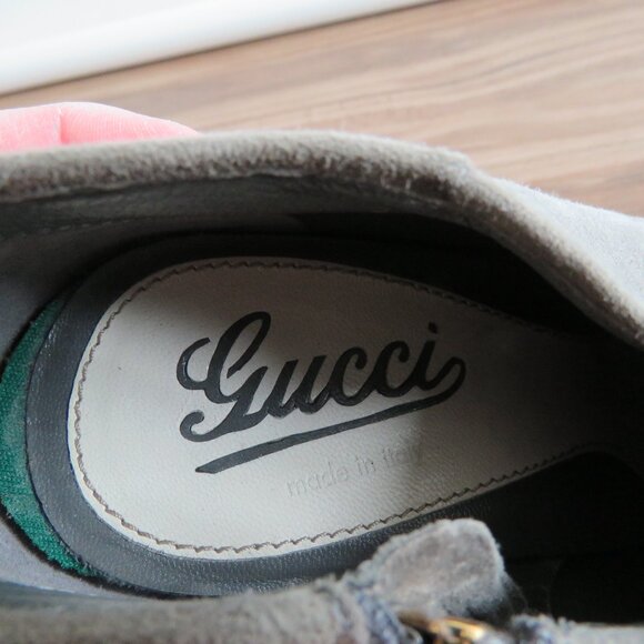 GUCCI Gray Suede Leather Sofia Heeled Booties Shoes - Size EU 38.5 / US 8 - Picture 14 of 16